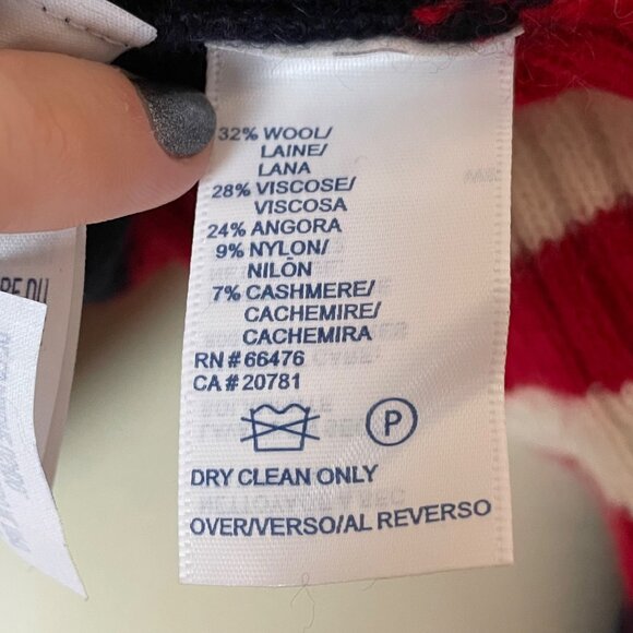 Vintage Tommy Hilfiger Star Pattern Navy Wool Blend Turtleneck Sweater Size L - Picture 6 of 6